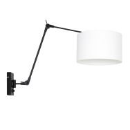 Wandlamp Prestige Chic 8120ZW met wit linnen kap - Zwart - Linnen , Metaal - Steinhauer