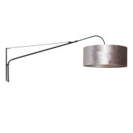 Wandlamp Elegant Classy 8134ZW zwart met grijze velours kap Ø50 cm - Grijs, Zwart - Metaal, Textiel, Velours stof - Steinh...