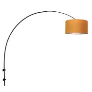 Boog wandlamp Sparkled Light 8141ZW zwart met goud velours kap - Goud, Zwart - Metaal, Textiel, Velours stof - Steinhauer