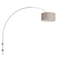 Boog wandlamp Sparkled Light 8143ST staal met grof grijs linnen kap - Grijs, Staal - Linnen , Metaal, Textiel - Steinhauer