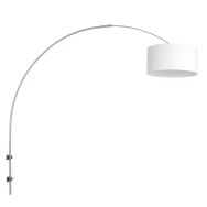 Boog wandlamp Sparkled Light 8144ST staal met grof wit linnen kap - Linnen wit, Staal - Linnen , Metaal, Textiel - Steinhauer
