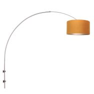 Boog wandlamp Sparkled Light 8147ST staal met goud velours kap - Goud, Staal - Metaal, Textiel, Velours stof - Steinhauer