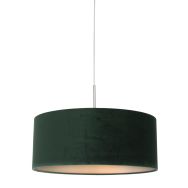 Hanglamp Sparkled Light 8148ST staal met luxe groen velours kap - Groen, Staal - Metaal, Textiel - Steinhauer