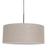 Hanglamp Sparkled Light 8155ZW, zwart met grijs grof linnen kap - Grijs, Zwart - Linnen , Metaal, Textiel - Steinhauer