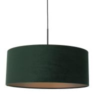 Hanglamp Sparkled Light 8156ZW, zwart met groen velours kap - Groen - Metaal, Textiel - Steinhauer