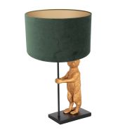 Tafellamp Animaux 8226ZW - stijlvol accent met groene velours kap - Goud, Groen, Zwart - Metaal, Textiel, Velours stof - S...