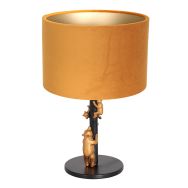 Tafellamp Animaux 8235ZW - warme luxe goudkleurige velours kap - Goud, Zwart - Metaal, Textiel, Velours stof - Steinhauer