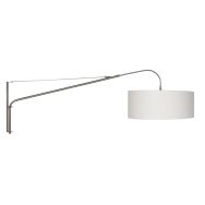 Wandlamp Elegant Classy 9328ST staal met grof wit linnen kap Ø50 cm - Staal - Metaal, Textiel - Steinhauer