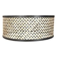 Naturel met zwart bamboe/houten lampenkap K1066BS ⌀50cm met E27 support. - Zwart - Bamboe, Hout - Steinhauer