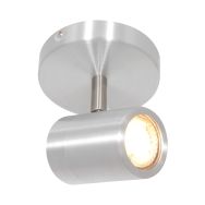 Steel-colored 1-light spot Upround 2486ST including light source
