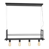 Zwarte hanglamp Buckley  2983ZW met plateau en 4 x een E27 fitting