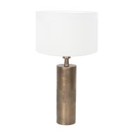 Bronskleurige tafellamp Brass 3421BR met wit grof linnen kap