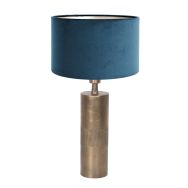 Bronzefarbene Tischleuchte Brass 3424BR mit blauem Samtschirm