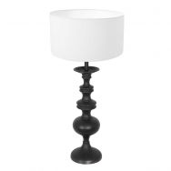 Table lamp Lyons 3482ZW Black with white linen shade and cord switch