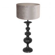 Table lamp Lyons 3483ZW Black with gray velvet shade and cord switch