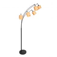 Floor lamp Bambus 3671ZW Black 5 lights with wooden shades