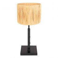 Black table lamp Stang 3708ZW with rotary switch and natural grass shade