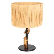 Gold with black table lamp Animaux 3714ZW with beige brown grass shade
