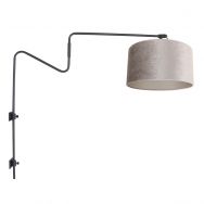 Black wall lamp with swivel arm Linstrom 3722ZW with gray taupe velvet shade