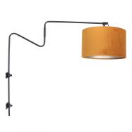 Black wall lamp with swivel arm Linstrom 3723ZW with gold-colored velvet shade