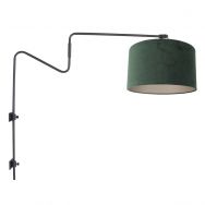 Black wall lamp with swivel arm Linstrom 3726ZW with green velvet shade