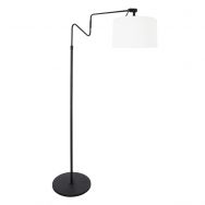 Black floor lamp 'small arc lamp' Linstrom 3728ZW with white linen shade