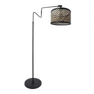 Black floor lamp 'small arc lamp' Linstrom 3729ZW with clear/black bamboo shade