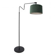 Black floor lamp 'small arc lamp' Linstrom 3735ZW with green velvet shade