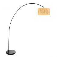 Arc lamp Solva 3740ZW with a beige / yellow grass lampshade