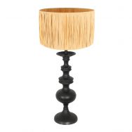 Table lamp Lyons 3750ZW Black with natural-colored grass shade and cord switch
