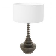 Lamp base Bois 3755ZW black brown with white linen shade
