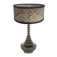 Lamp base Bois 3756ZW black brown with bamboo shade clear/black