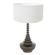 Lamp base Bois 3760ZW black brown with coarse white linen shade