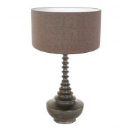 Lamp base Bois 3760ZW black brown with coarse brown linen shade