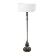 Black floor lamp Bois 3773ZW with switch and white linen shade