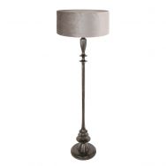 Black floor lamp Bois 3776ZW with switch and gray velvet shade