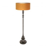Black floor lamp Bois 3777ZW with switch and gold-colored velvet shade
