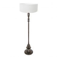 Black floor lamp Bois 3778ZW with switch and coarse linen white shade