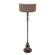Black floor lamp Bois 3779ZW with switch and gray linen shade