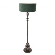 Black floor lamp Bois 3780ZW with switch and green velvet shade