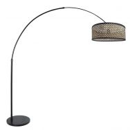 Black floor lamp / arc lamp Sparkled Light 3788ZW with black clear bamboo shade