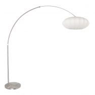 Steel-colored floor lamp arc lamp Sparkled Light 3806ST with white silk shade of 60cm