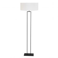 Zwarte staande lamp Stang 3851ZW met E27 fitting en wit grof linnen kap
