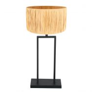 Black table lamp Stang 3857ZW with E27 fitting and natural grass shade