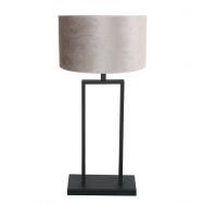 Black table lamp Stang 3858ZW with E27 fitting and gray velvet fabric shade