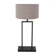 Black table lamp Stang 3861ZW with E27 fitting and gray linen shade