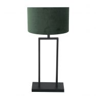 Zwarte tafellamp Stang 3862ZW met E27 fitting en groene velours stoffen kap