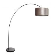 Arc lamp Solva 3895ZW Black with a taupe velvet lampshade