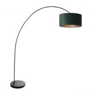Arc lamp Solva 3899ZW Black with a green velvet lampshade