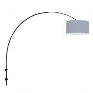 Black arc wall lamp Sparkled Light 3931ZW with blue linen shade